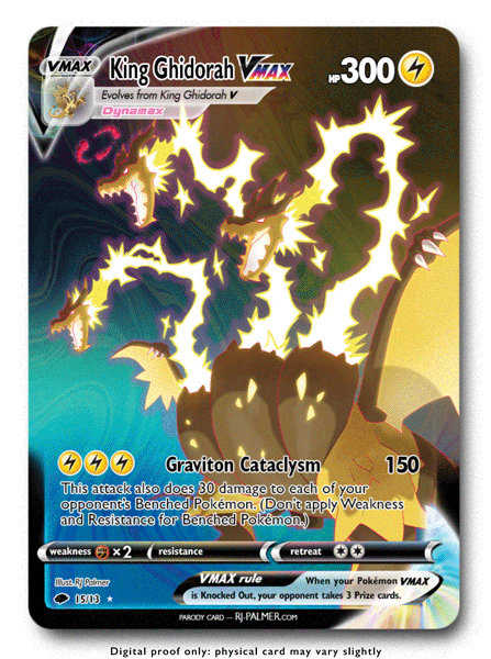 King Ghidorah Vmax Parody Card Art of RJ Palmer King Ghidorah Vmax Parody Card Art of RJ Palmer