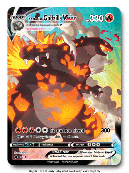 Kantonian Godzilla Vmax Parody Card – Art of RJ Palmer